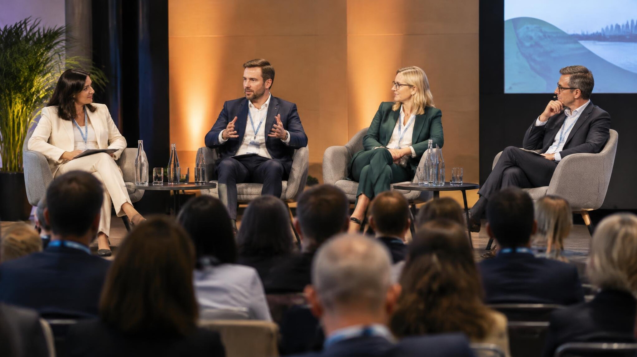 Panel discussion at a business conference