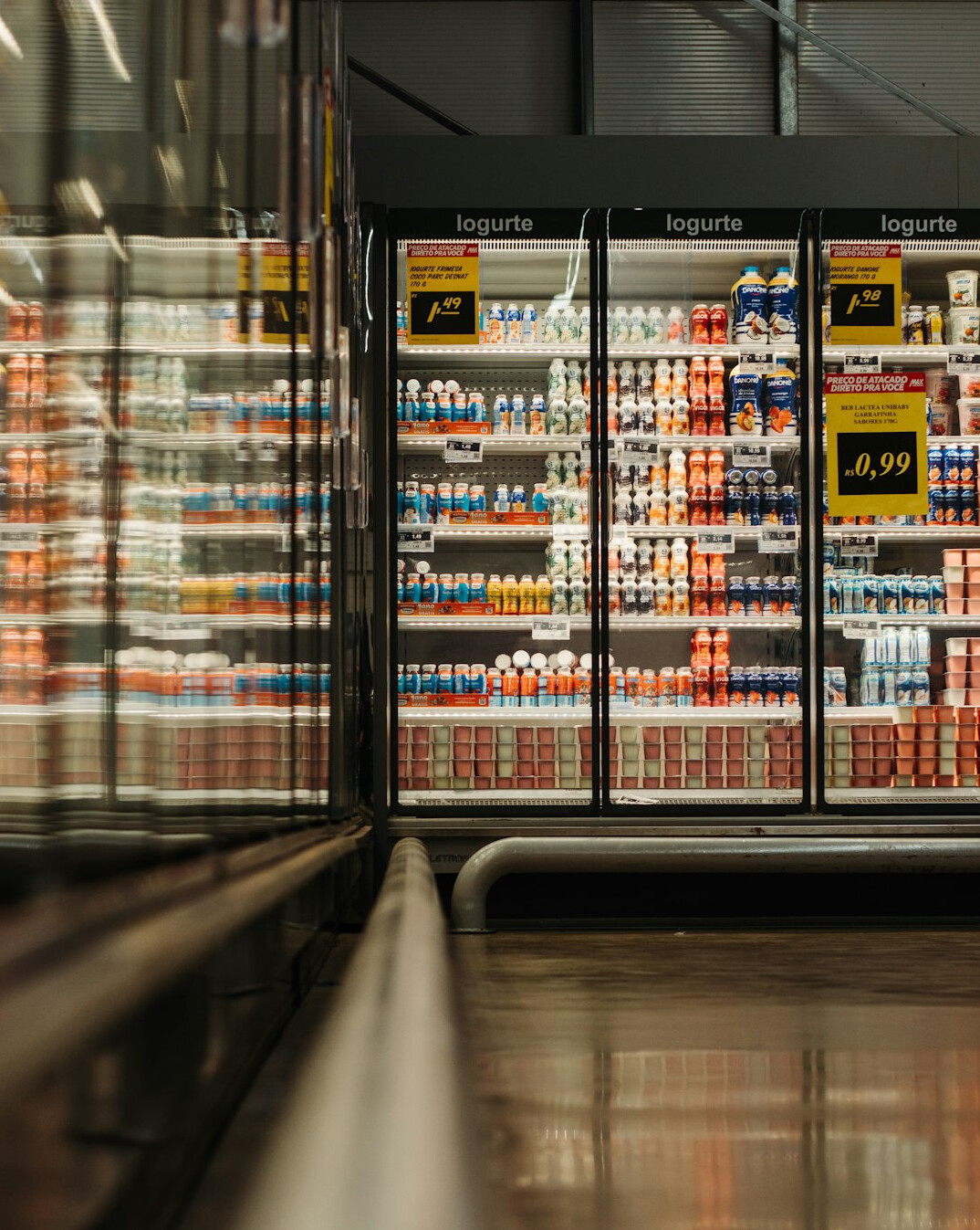 Shopping aisle in a modern supermarket